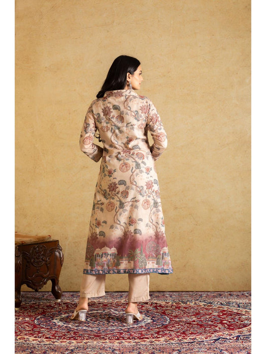 V-Neck Kalamkari Beauty Kurta and Pants with Dupatta (Set of 3)